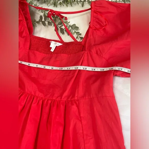Draper James Ladies Red Puff Sleeve Dress Size Large NWT - Picture 8 of 10